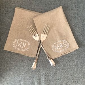 Mudpie Mr. & Mrs. Tea Towels & I Do / I Do Too Forks